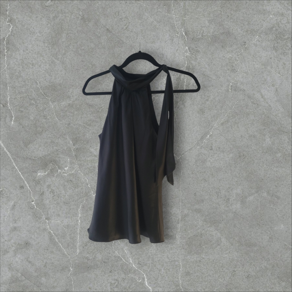 Vintage I.N.C International Concepts Black Silk Sleeveless Blouse Size 8P